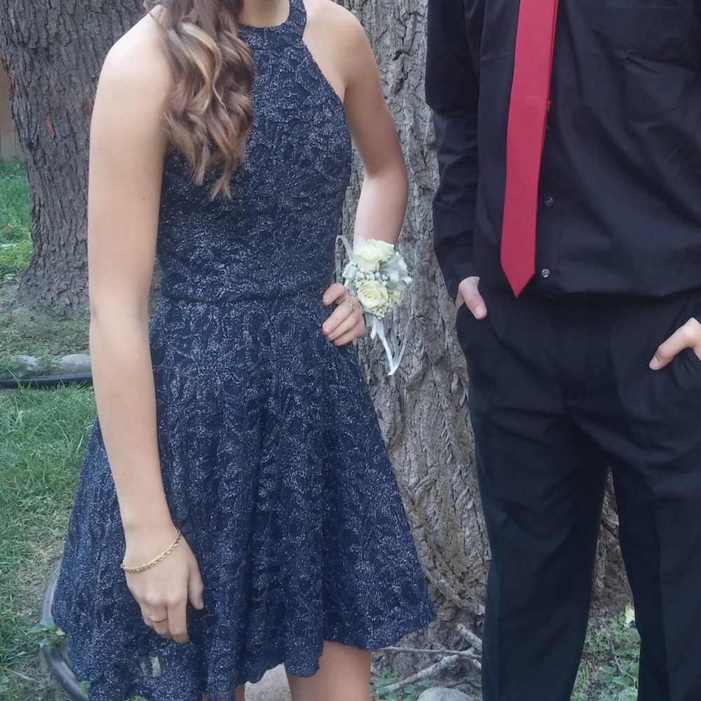 Jcpenney navy blue fit and flare sparkly dress